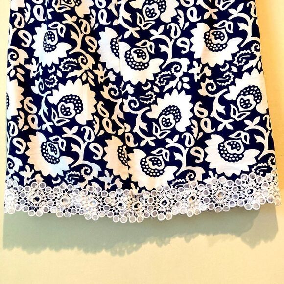 Ann Taylor blue and white skirt with lace women’s size 8 petite - Picture 2 of 7